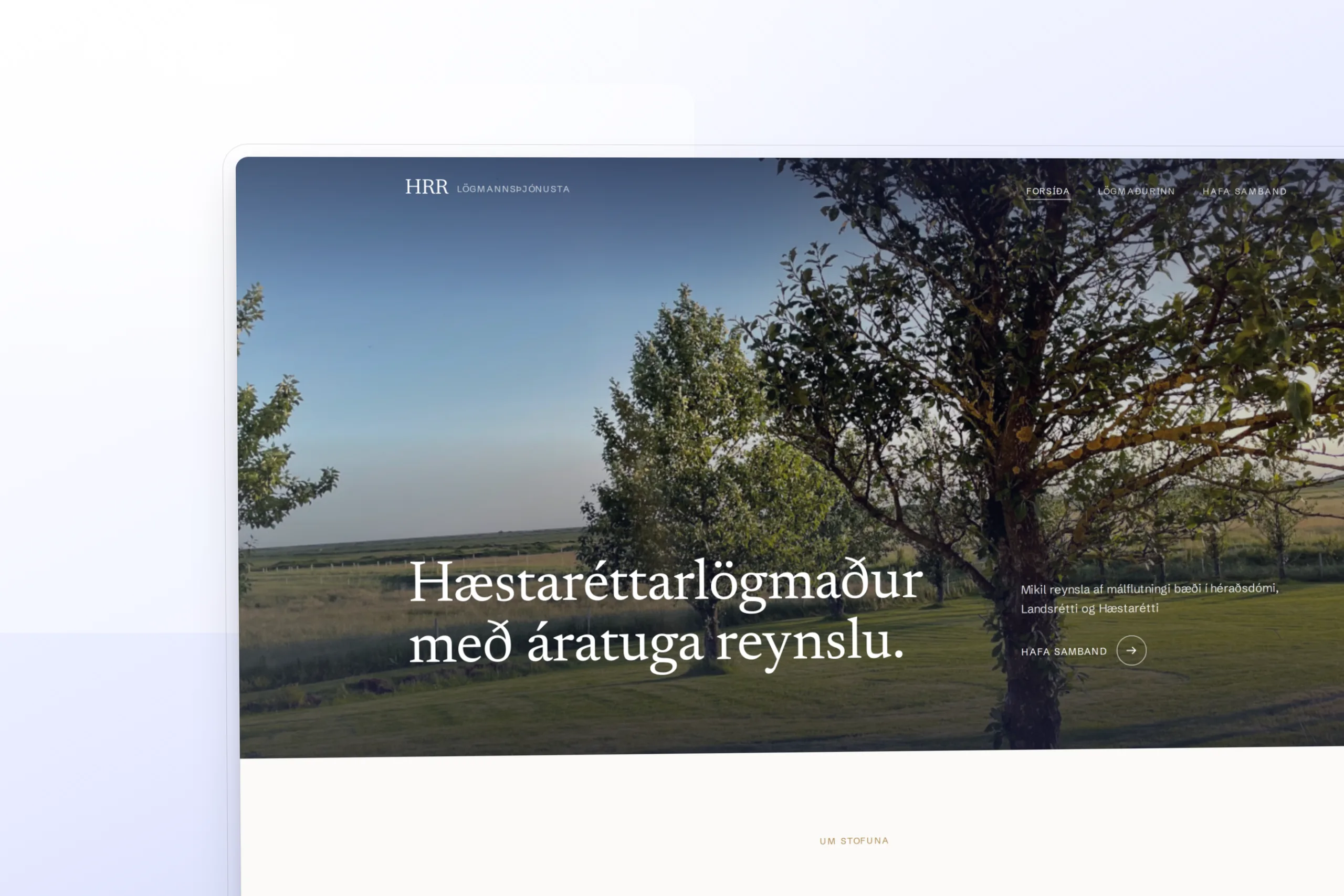 Skjámynd 4 úr vefverkefni fyrir HRR lögmannsþjónusta
