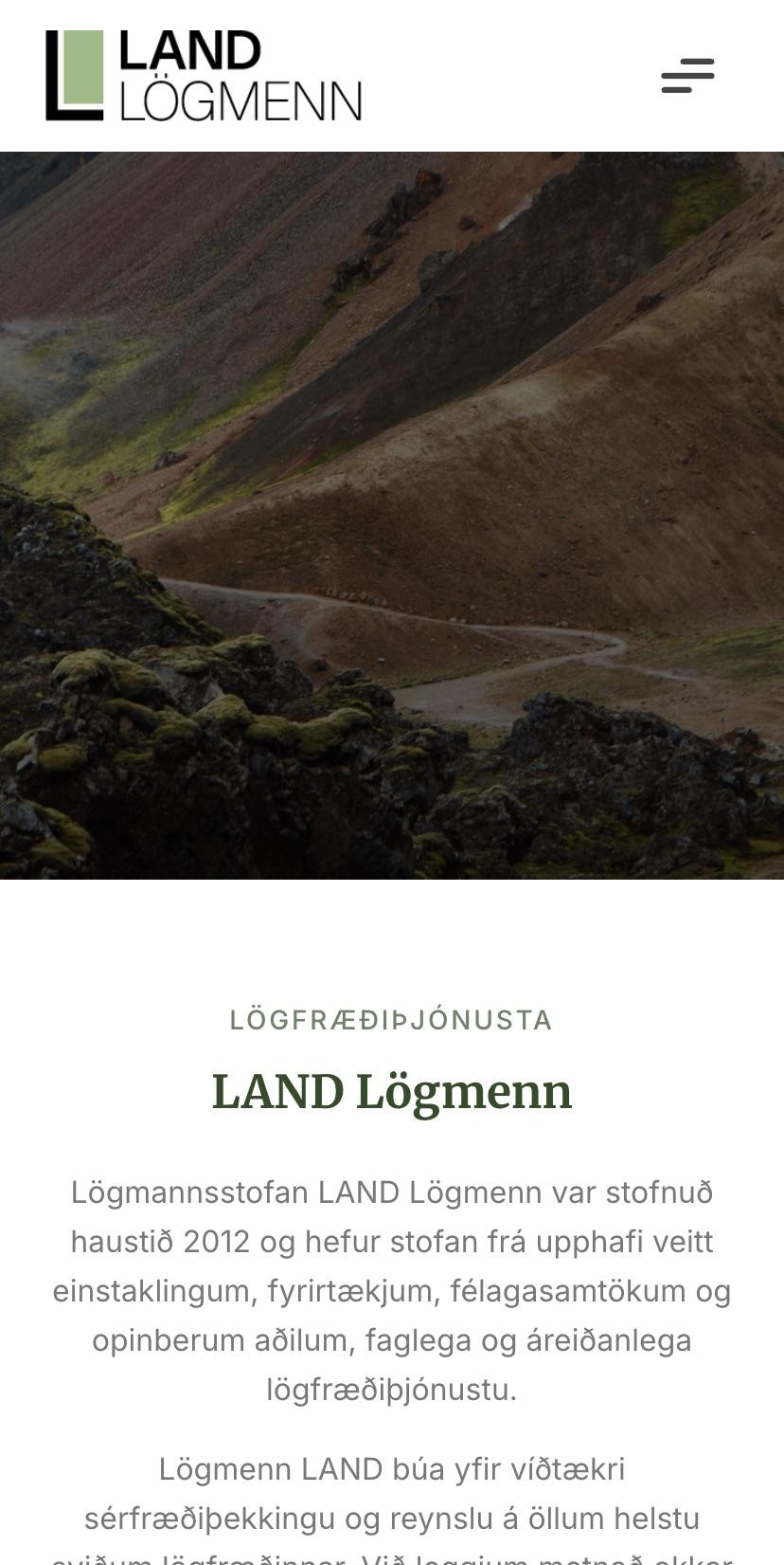 Forsíða LAND lögmenn verkefnis