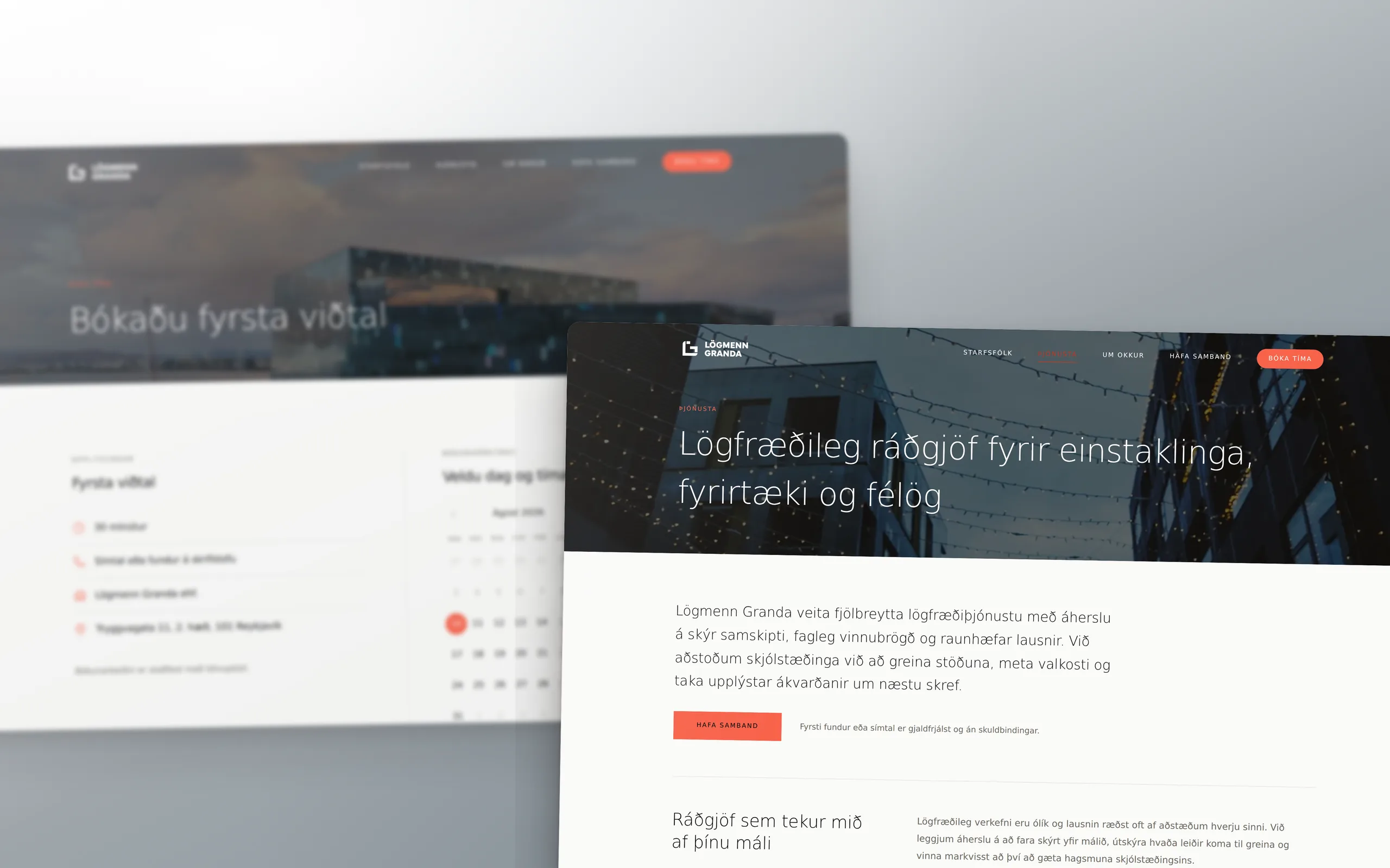 Skjámynd 1 úr vefverkefni fyrir Lögmenn Granda