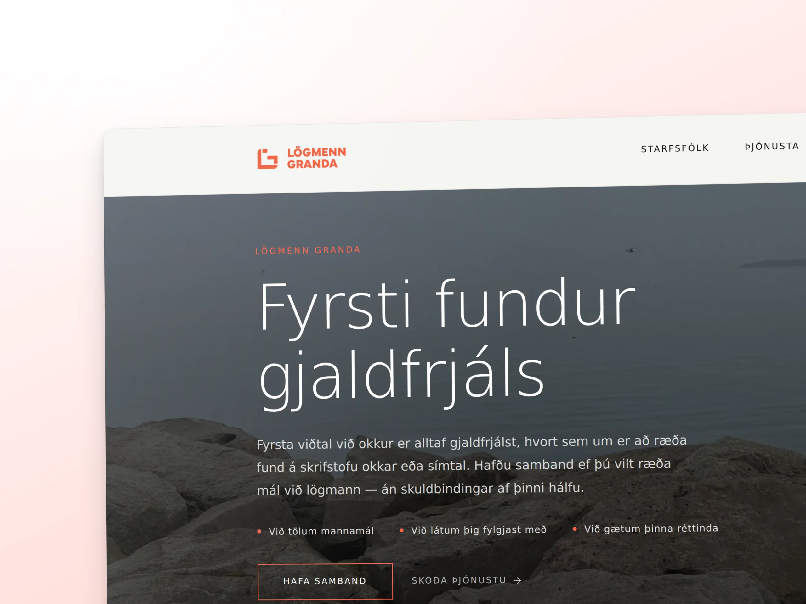 Skjámynd 3 úr vefverkefni fyrir Lögmenn Granda