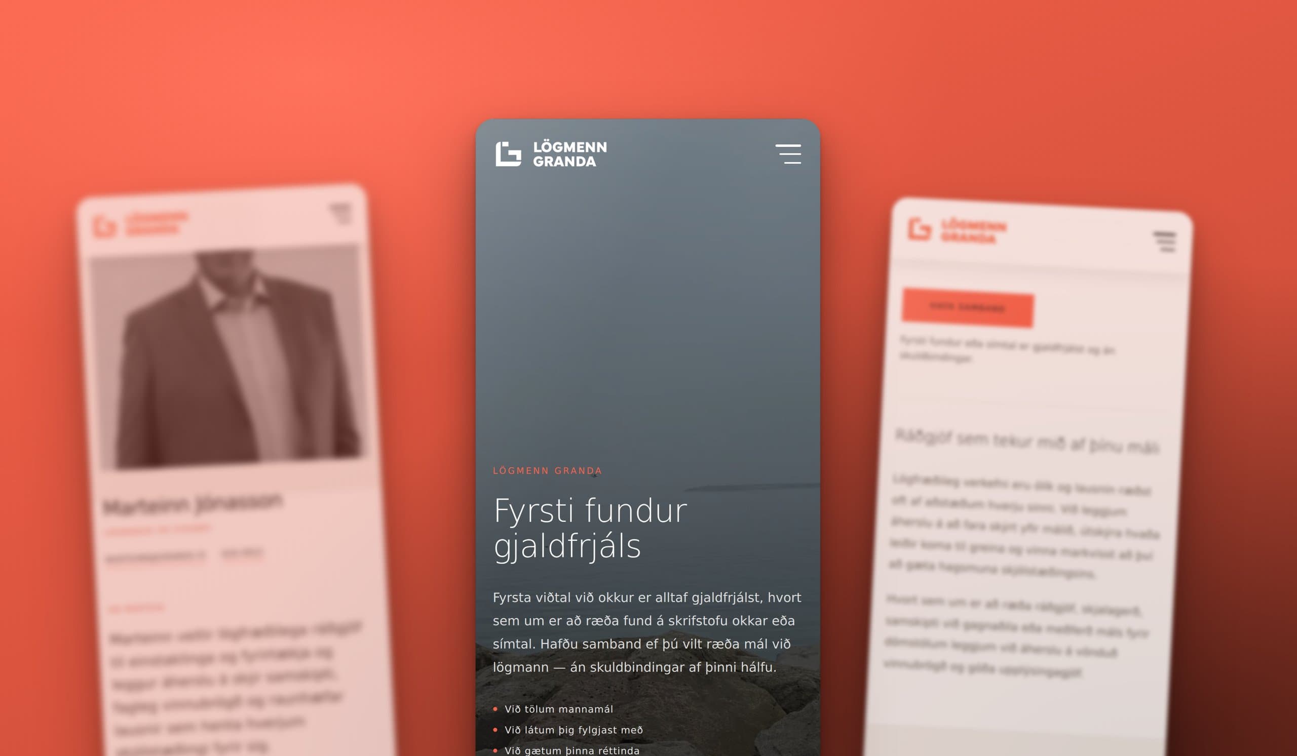 Skjámynd úr vefverkefni fyrir Lögmenn Granda