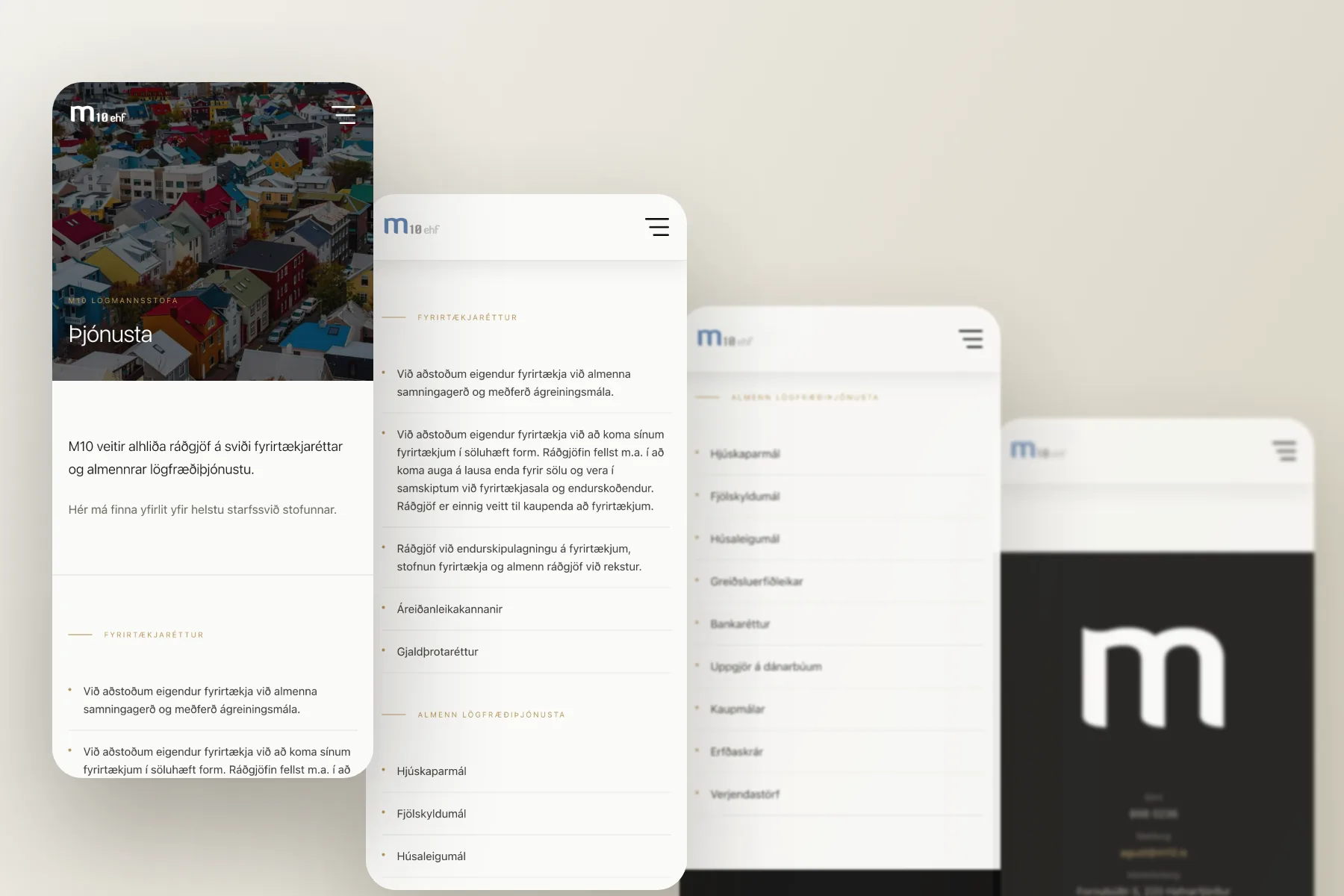 Skjámynd 3 úr vefverkefni fyrir M10 lögmannsstofu