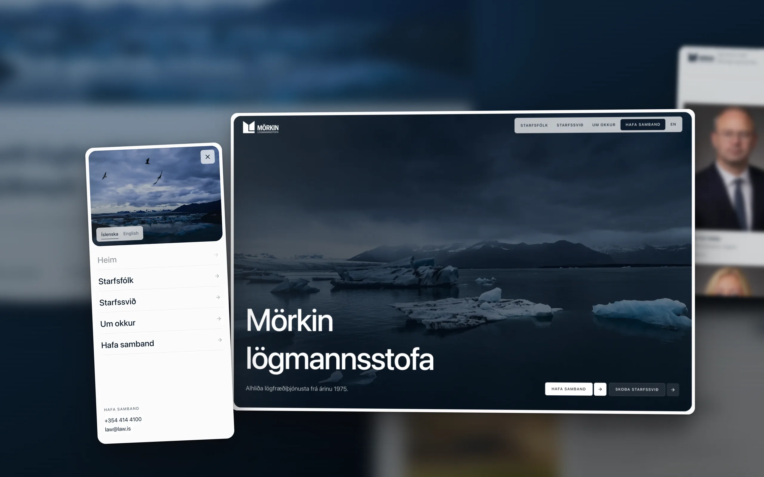 Skjámynd 4 úr vefverkefni fyrir Mörkina lögmannsstofu