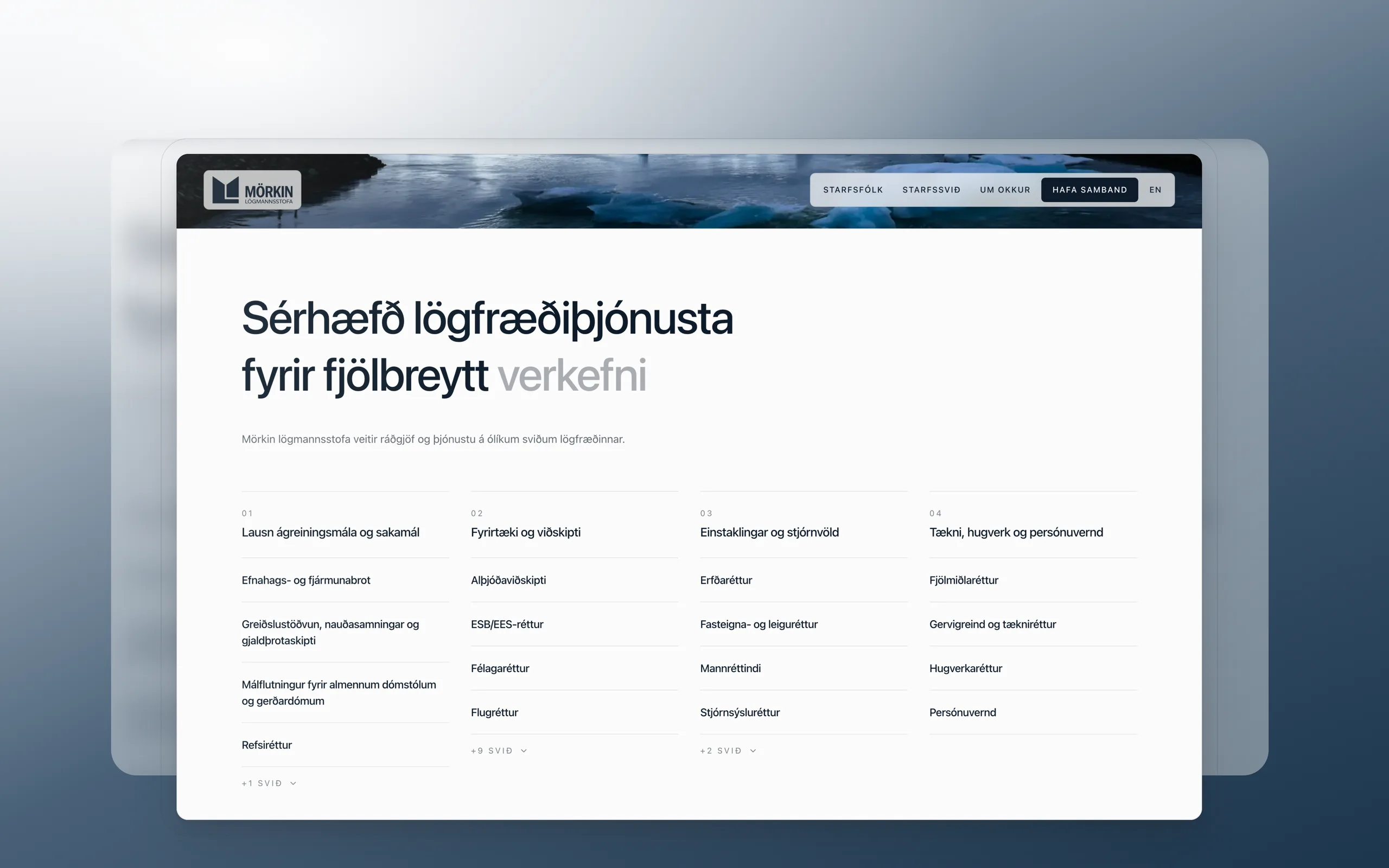 Skjámynd 5 úr vefverkefni fyrir Mörkina lögmannsstofu