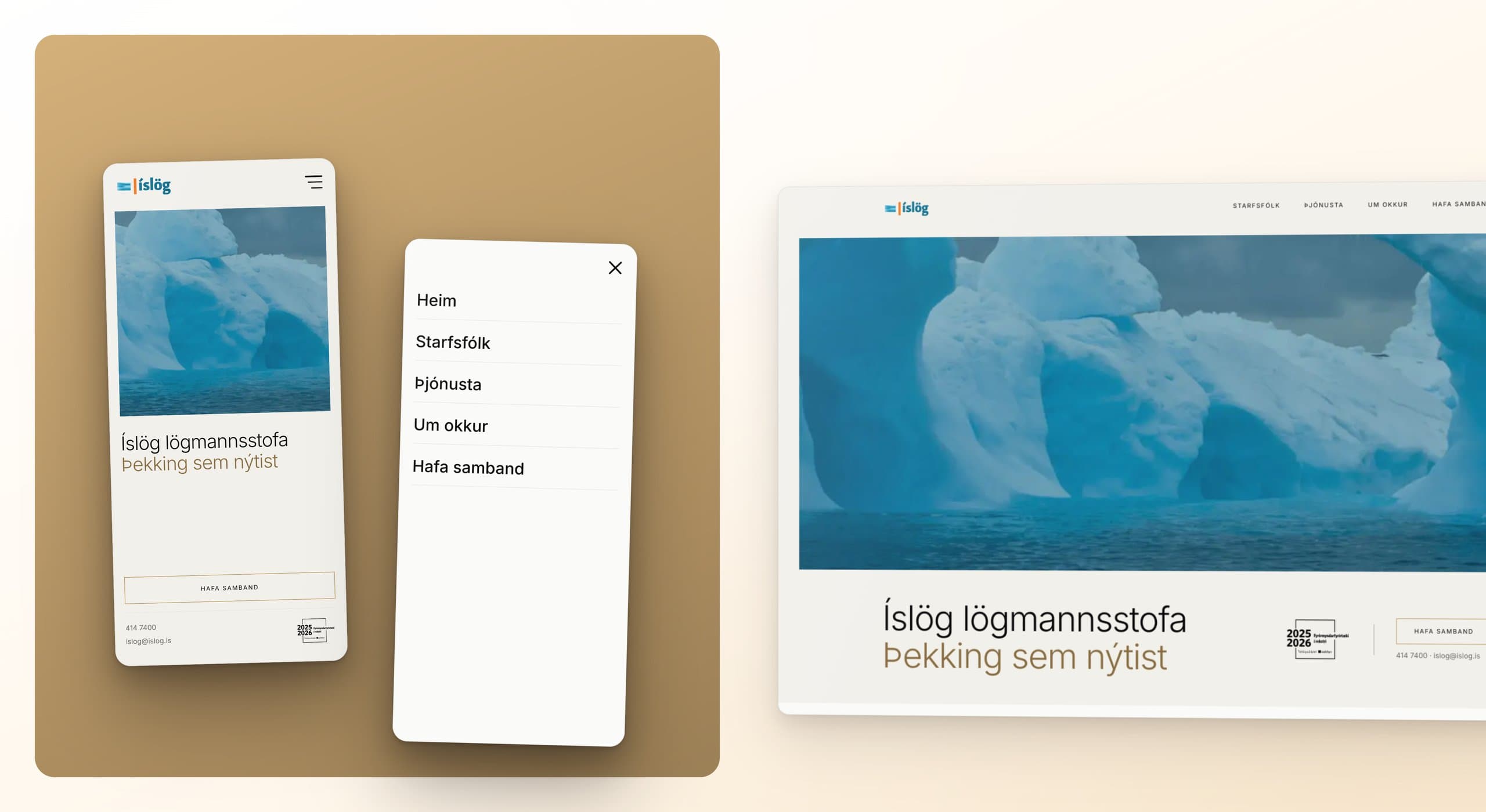 Skjámynd úr vefverkefni fyrir Íslög lögmannsstofu