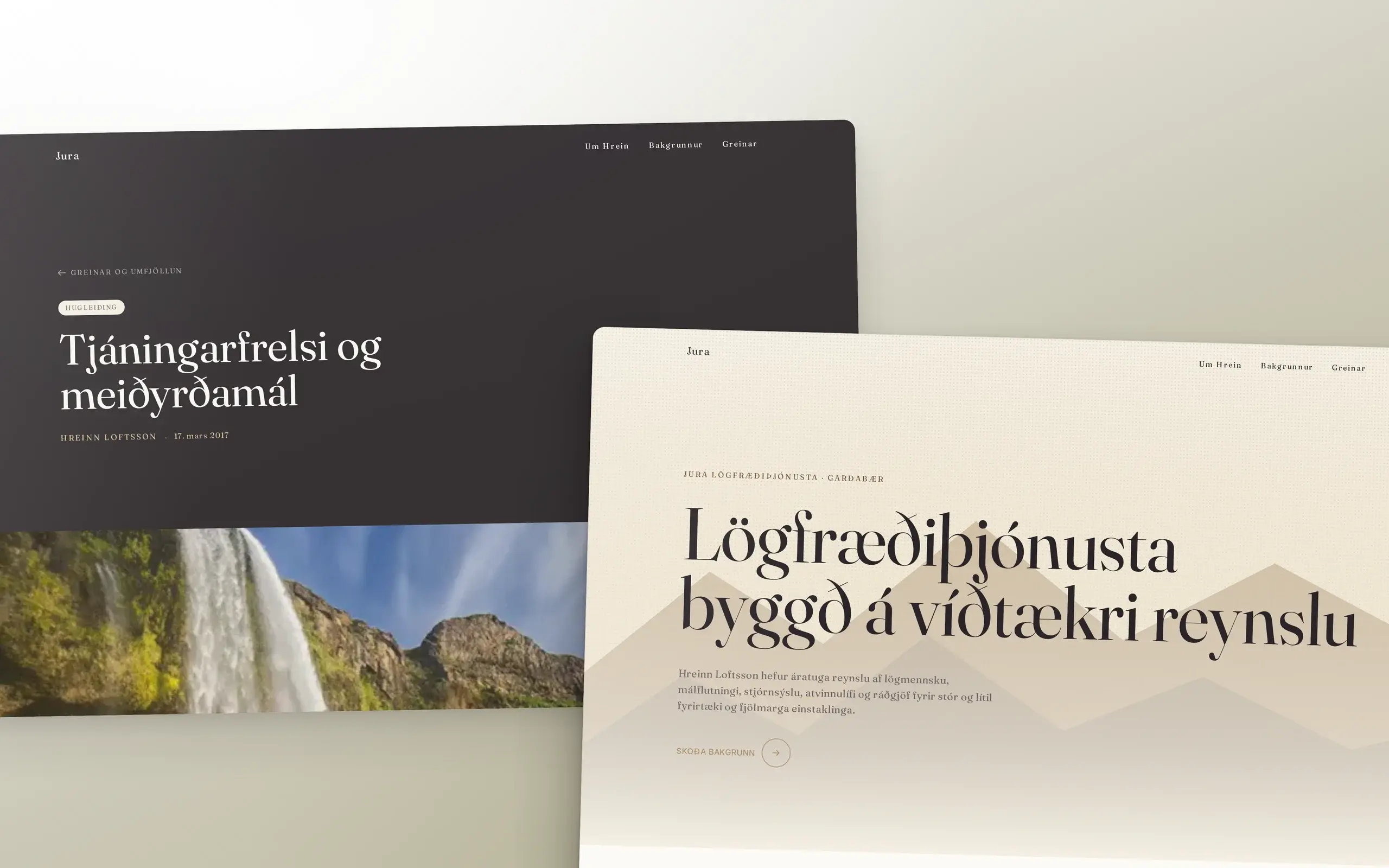 Skjámynd 1 úr vefverkefni fyrir Jura lögfræðiþjónusta