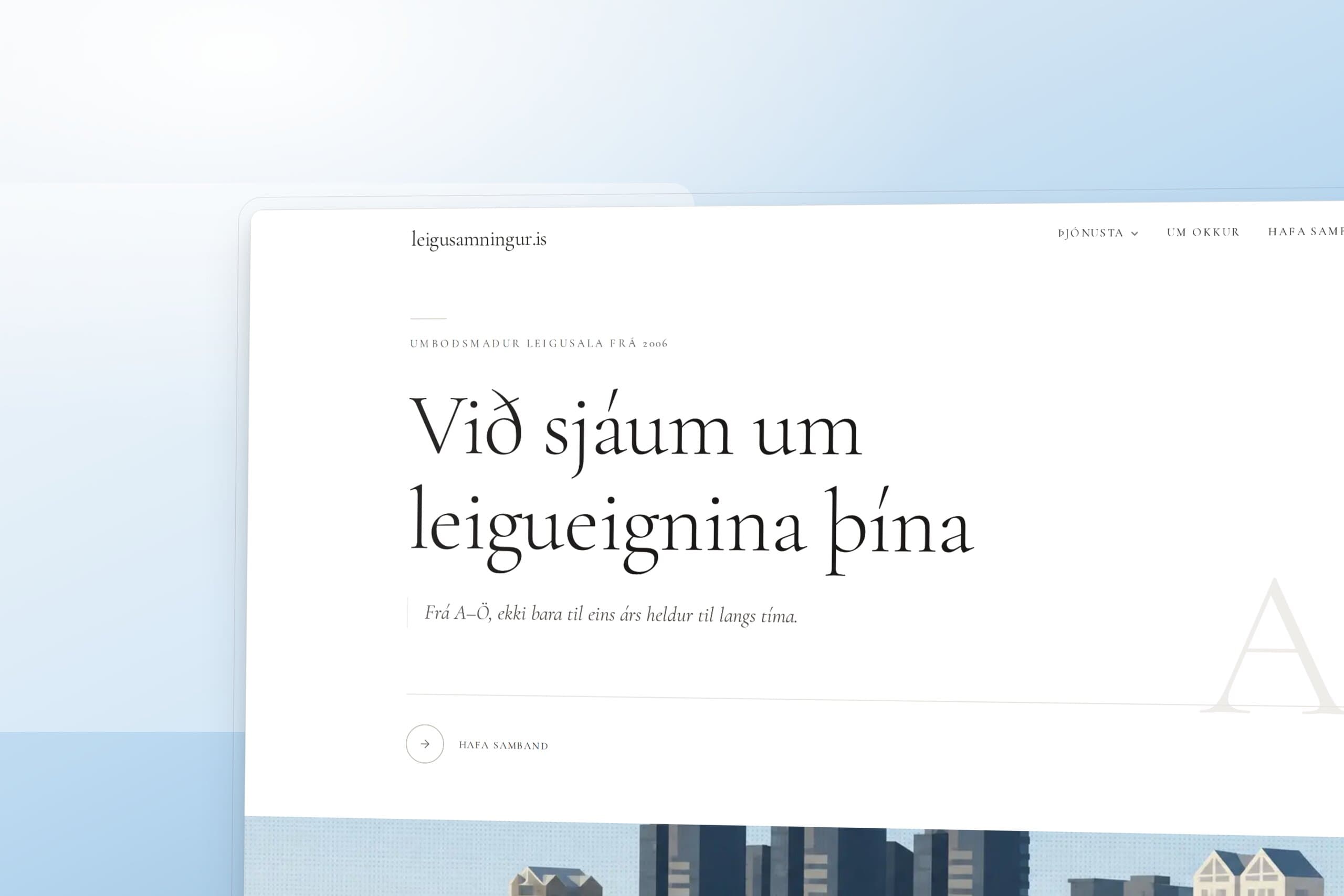 Skjámynd úr vefverkefni fyrir leigusamningur.is
