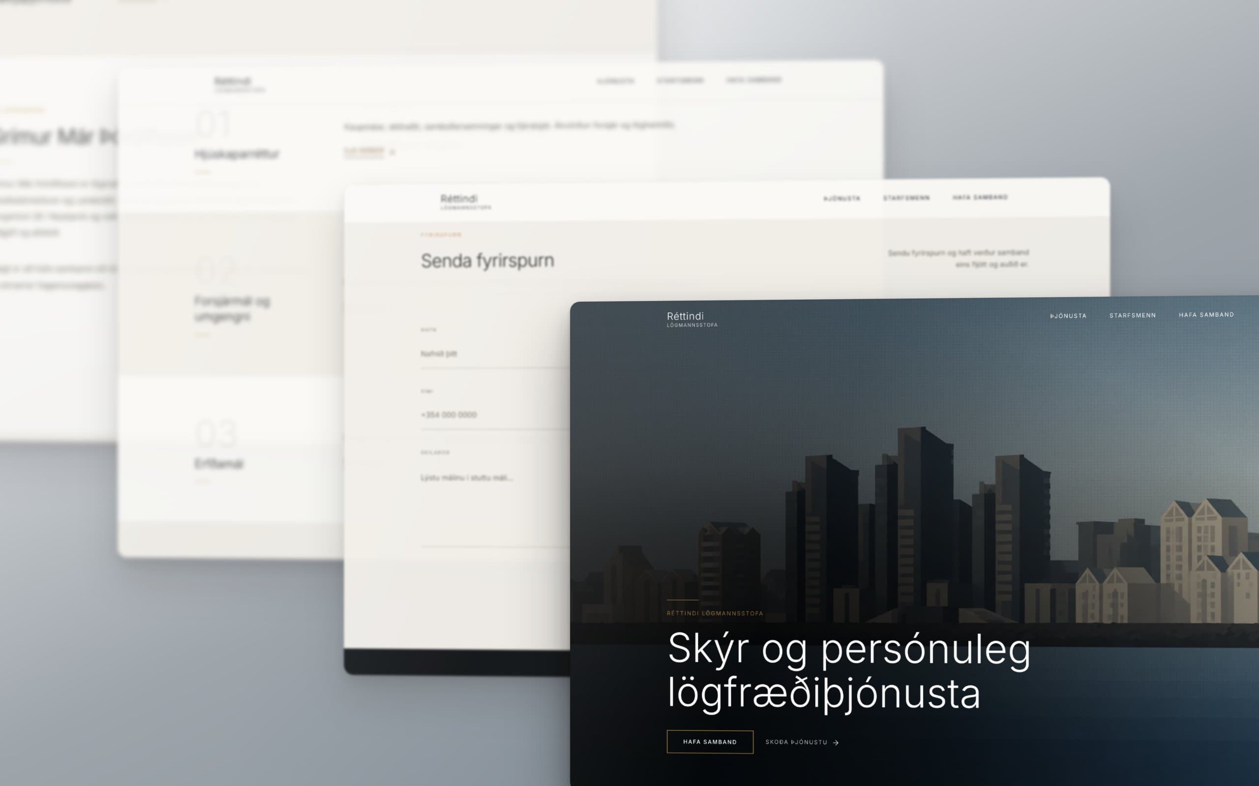 Skjámynd úr vefverkefni fyrir Réttindi lögmannsstofu